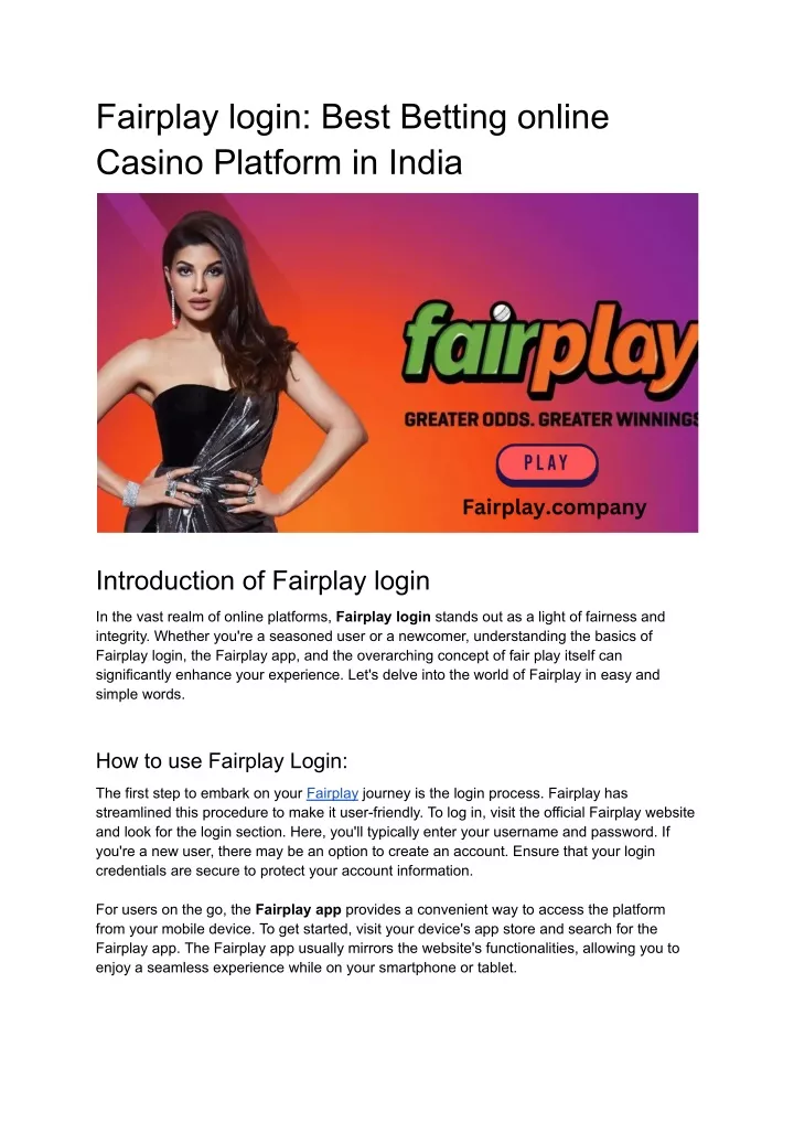 fairplay login best betting online casino