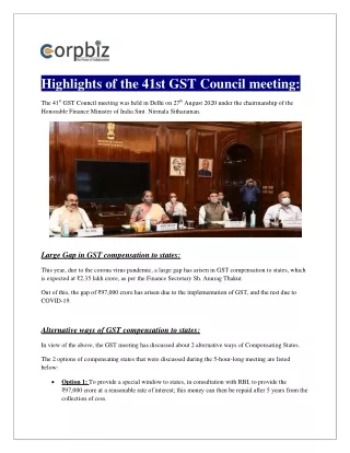 The 41st GST Council meeting's highlights