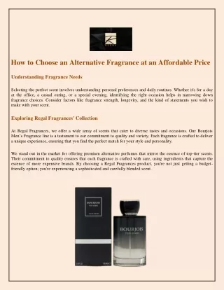 How to Choose an Alternative Fragrance at an Affordable Price