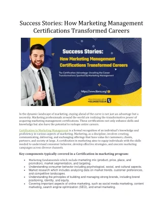 Success Stories How Marketing Management Certifications Transformed Careers
