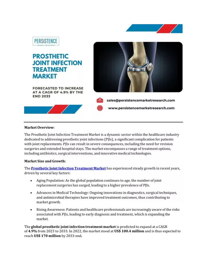 market overview the prosthetic joint infection