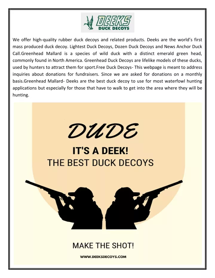 we offer high quality rubber duck decoys