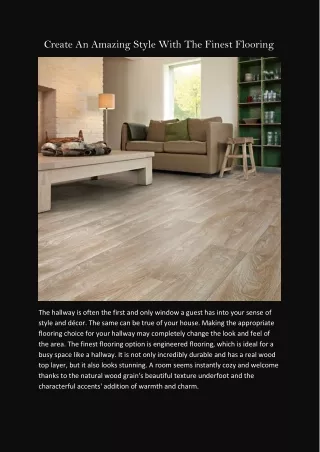 Create An Amazing Style With The Finest Flooring
