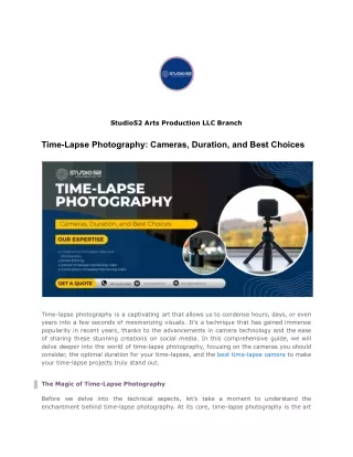Time-Lapse Photography: Cameras, Duration, and Best Choices
