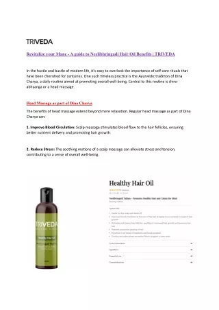 Revitalize your Mane - A guide to Neelibhringadi Hair Oil Benefits | TRIVEDA