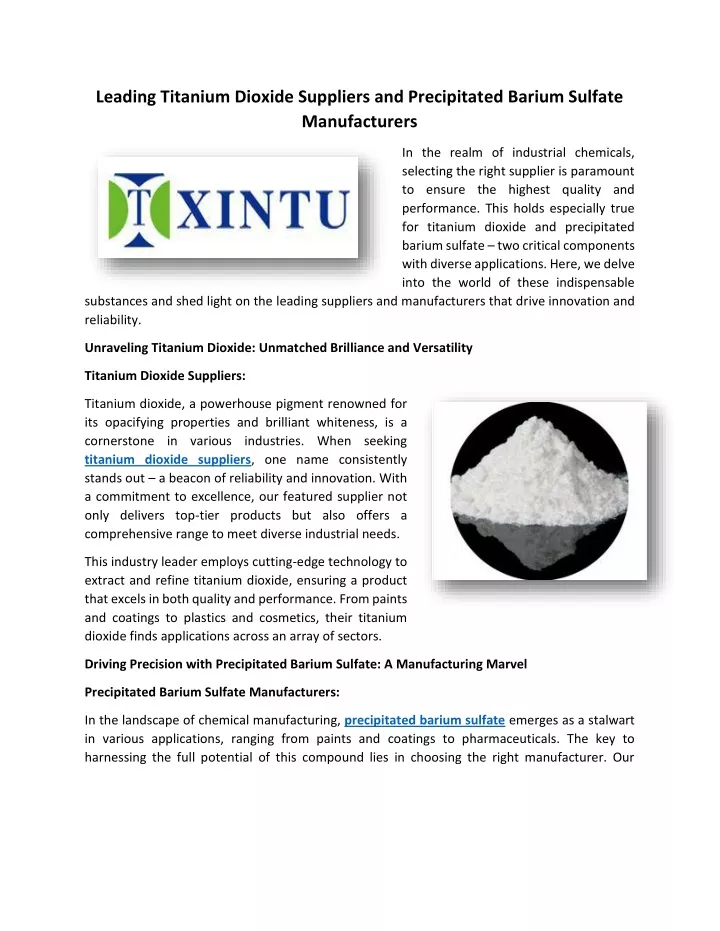 leading titanium dioxide suppliers