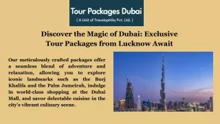 Discover the Magic of Dubai Exclusive Tour Packages from Lucknow Await