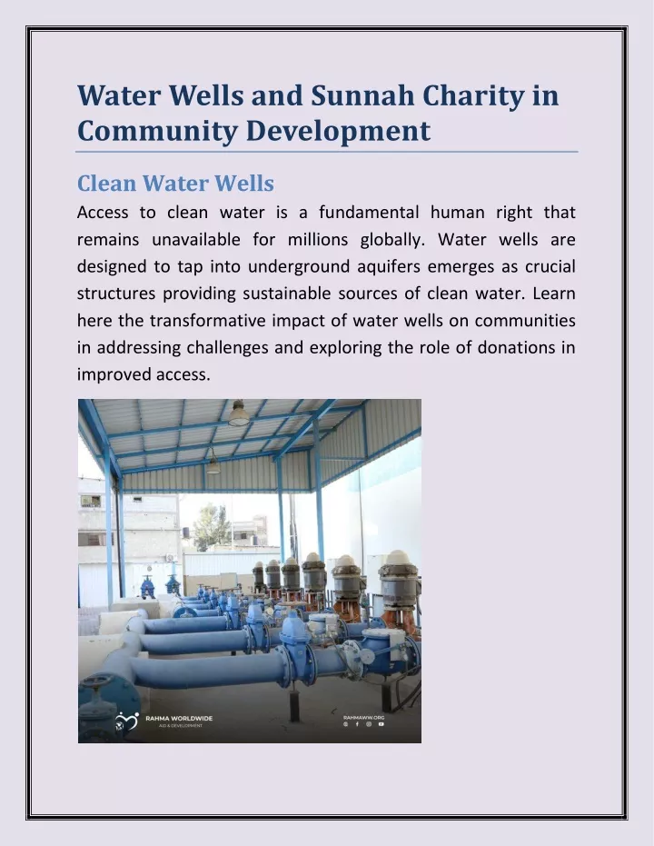 water wells and sunnah charity in community
