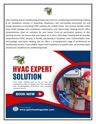 gator heating and air conditioning provides