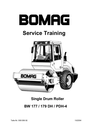 Bomag BW 177 Single Drum Rollers Service Repair Manual