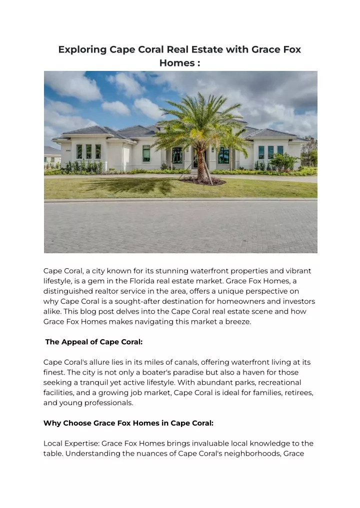 exploring cape coral real estate with grace