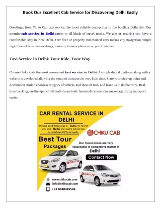 Book Our Excellent Cab Service for Discovering Delhi Easily