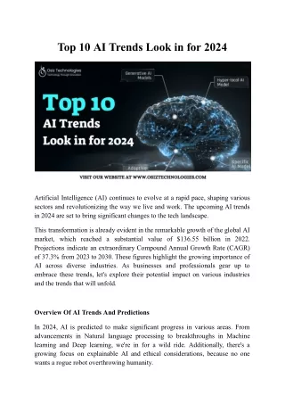 Top 10 AI Trends Look in for 2024