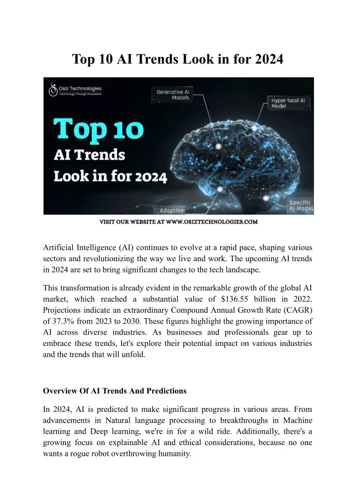 top 10 ai trends look in for 2024