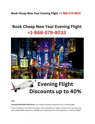 Book Cheap New Year Evening Flight  1-866-579-8033