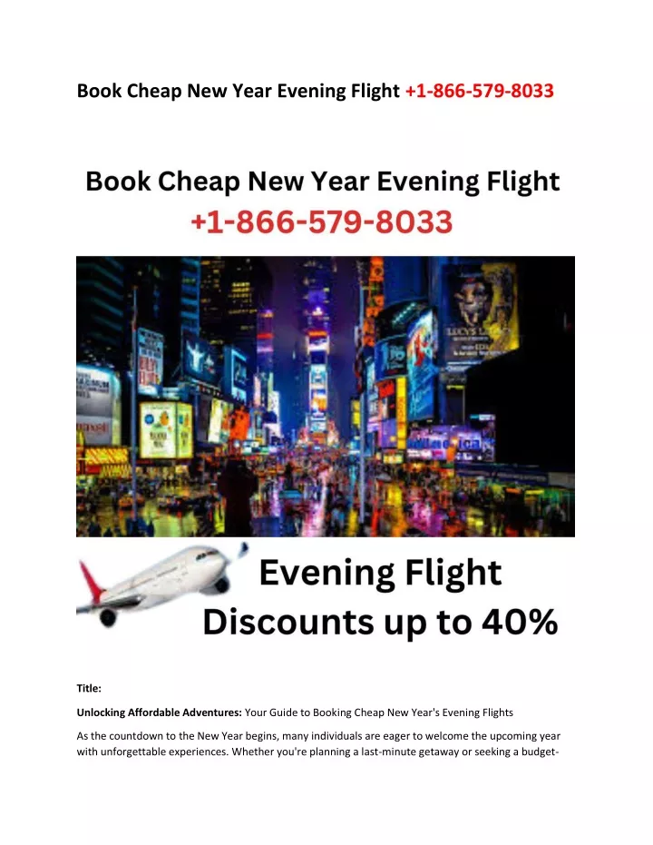 book cheap new year evening flight 1 866 579 8033