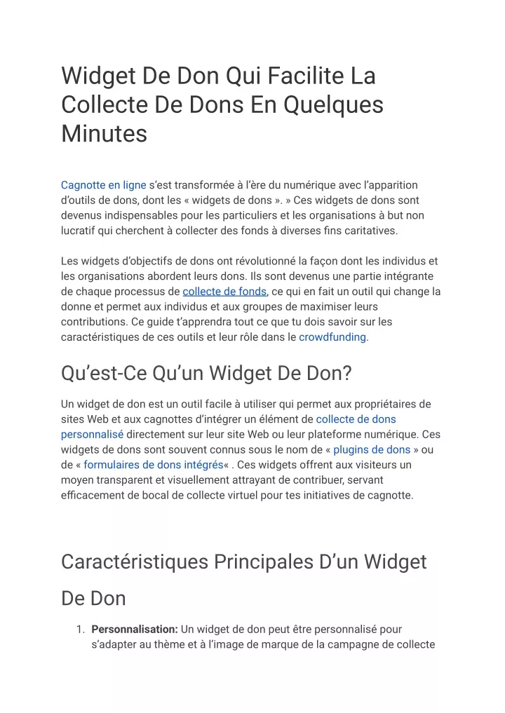 widget de don qui facilite la collecte de dons