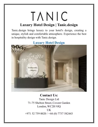 Luxury Hotel Design | Tanic.design