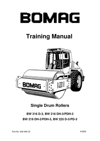 Bomag BW 216 PDH-3 Single Drum Roller Service Repair Manual