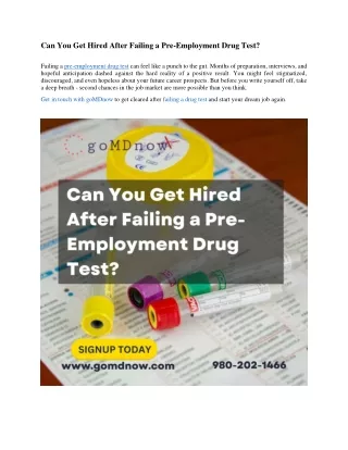 Can You Get Hired After Failing a Pre-Employment Drug Test?
