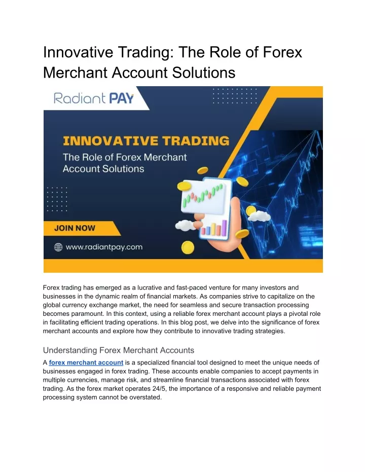 innovative trading the role of forex merchant