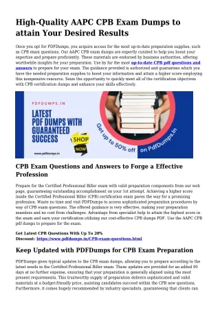 CPB Exam Dumps To Prepare Yourself For Exam
