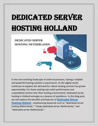 Dedicated Server Hosting Holland