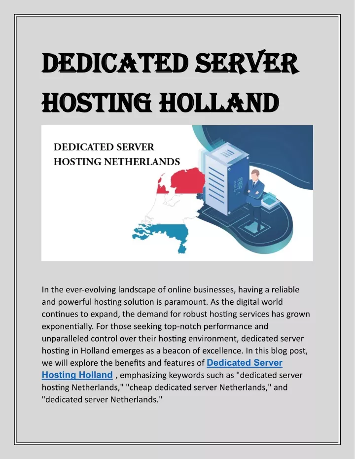 dedicated server dedicated server hosting hollan