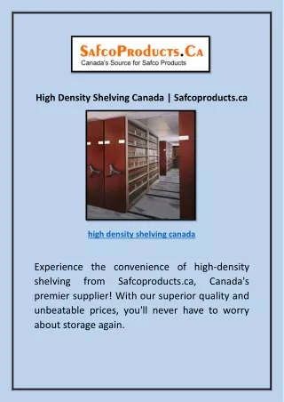 High Density Shelving Canada | Safcoproducts.ca