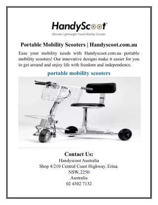 Portable Mobility Scooters | Handyscoot.com.au