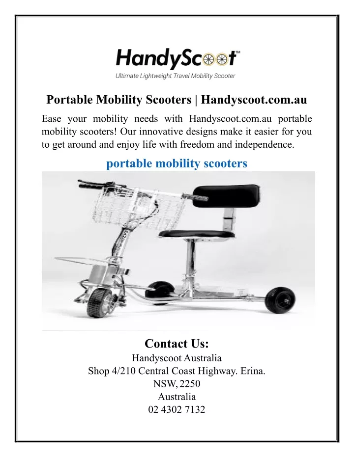 portable mobility scooters handyscoot com au