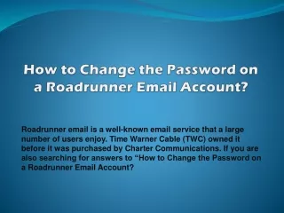 Change the Password on a Roadrunner Email  1-833-836-0944