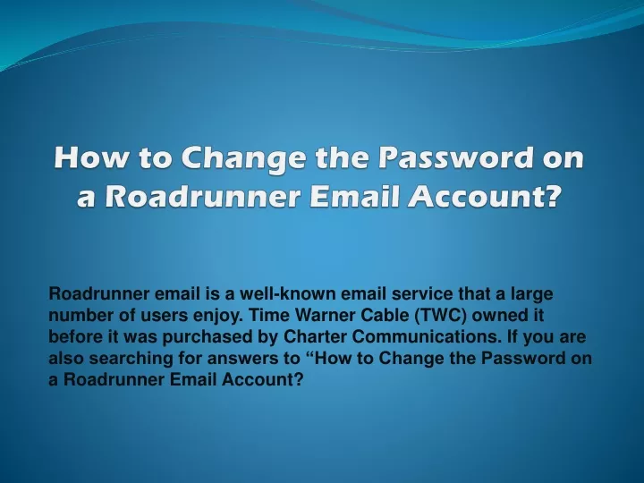 how to change the password on a roadrunner email account