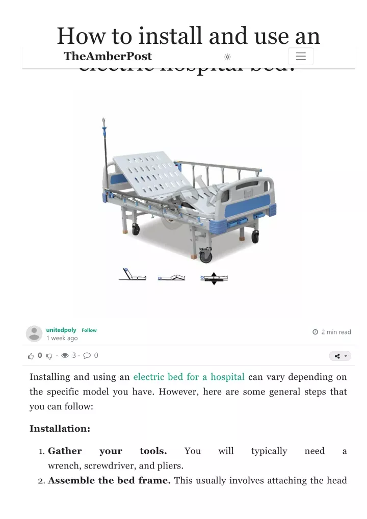 how to install and use an electric hospital bed