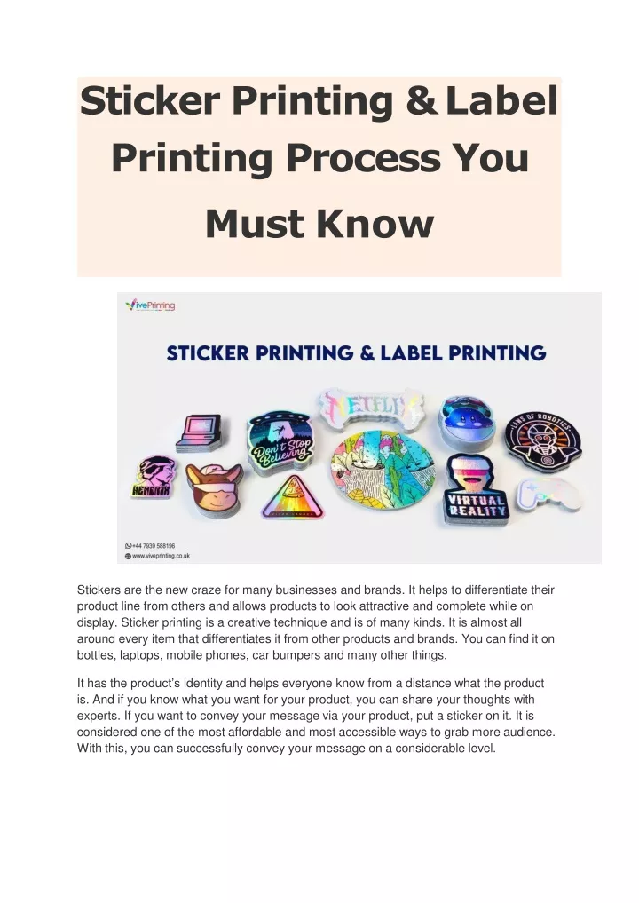 sticker printing label printing process you must