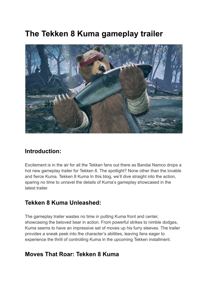 the tekken 8 kuma gameplay trailer