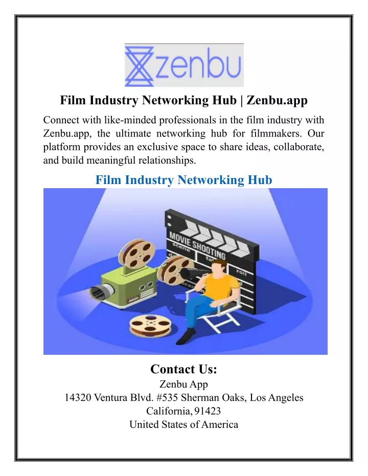 film industry networking hub zenbu app