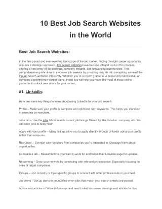 10 Best Job Search Websites in the World