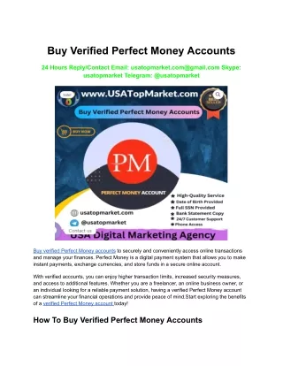 Buy Verified Perfect Money Accounts