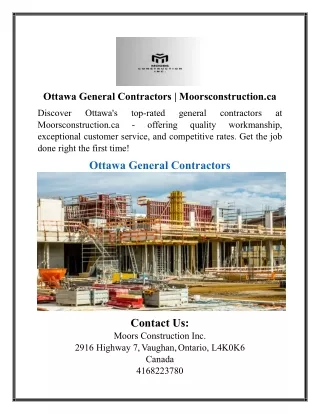 Ottawa General Contractors | Moorsconstruction.ca