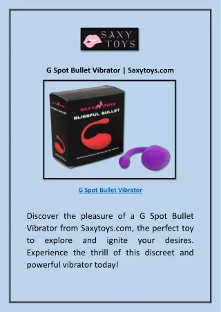 G Spot Bullet Vibrator | Saxytoys.com