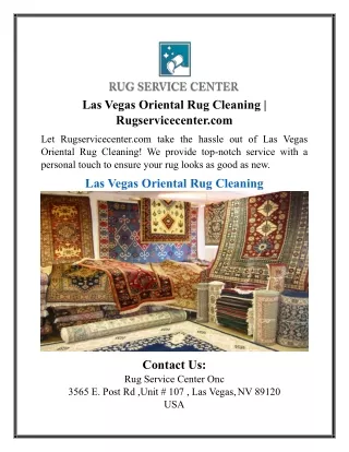 Las Vegas Oriental Rug Cleaning | Rugservicecenter.com