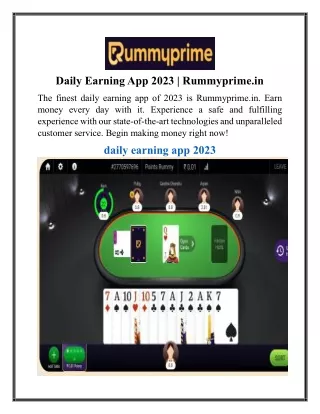 Daily Earning App 2023 | Rummyprime.in