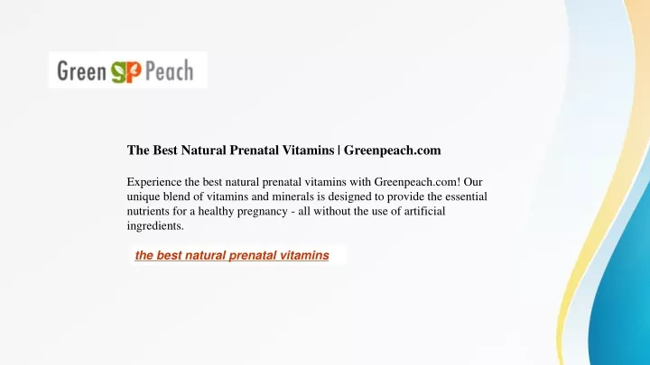 the best natural prenatal vitamins greenpeach