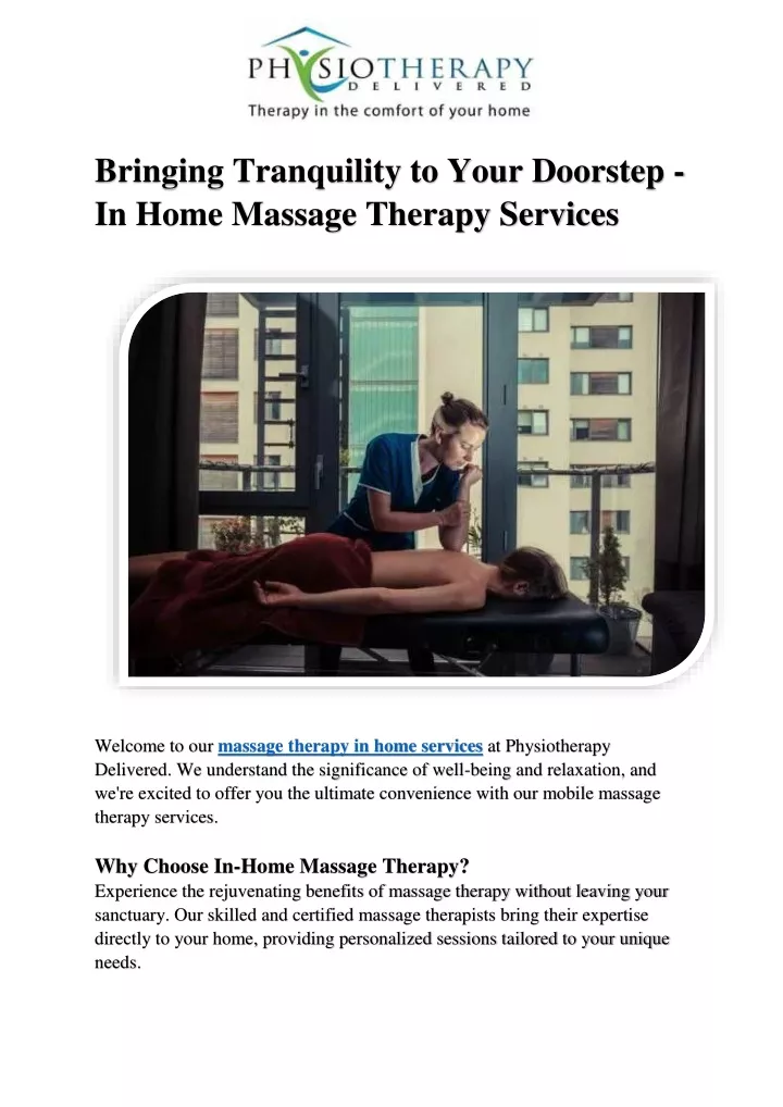 Ppt Bringing Tranquility To Your Doorstep In Home Massage Therapy