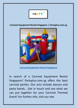 Carnival Equipment Rental Singapore | Partyplus.com.sg