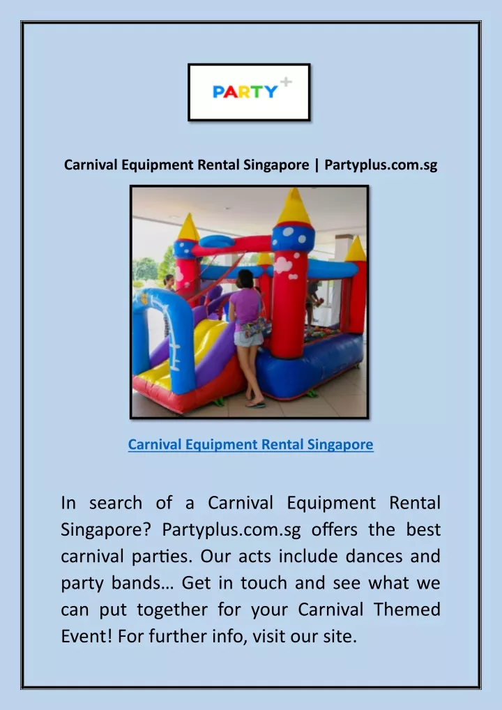 carnival equipment rental singapore partyplus