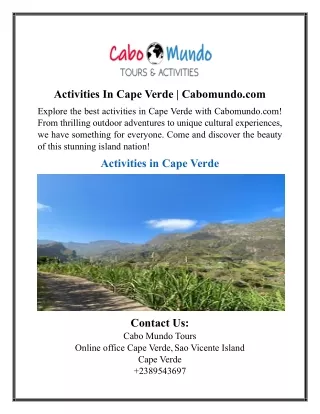 Activities In Cape Verde | Cabomundo.com