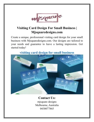 Visiting Card Design For Small Business | Mjsquaredesigns.com