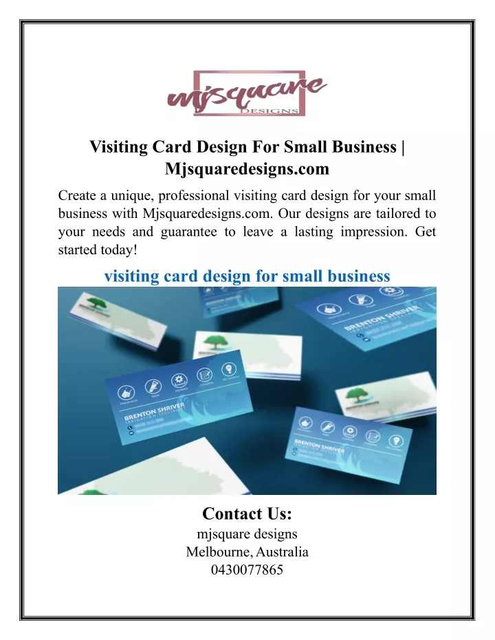 visiting card design for small business
